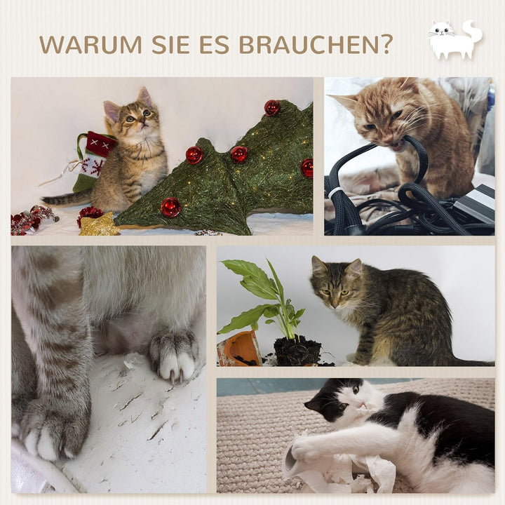 PawHut Kletterwand Katzen 4-teilig Katzen Kletterwand Set mit Kaztentreppe, Katzenbrücke, Hängematte