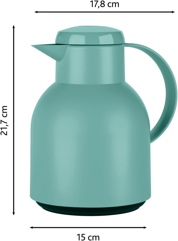 Emsa Samba Isolierkanne 505719 | 1 Liter | Quick Press Verschluss | 100% dicht | 12h heiss, 24h kalt