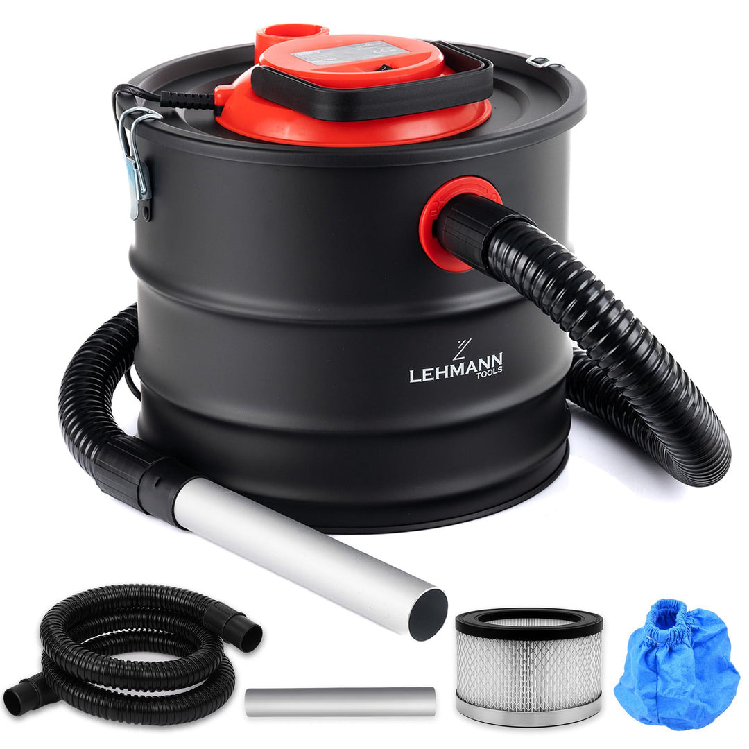 LEHMANN Aschesauger 18L - 1200W - Kaminsauger mit robustem Metalltank - HEPA-Filter im Metallgehäuse