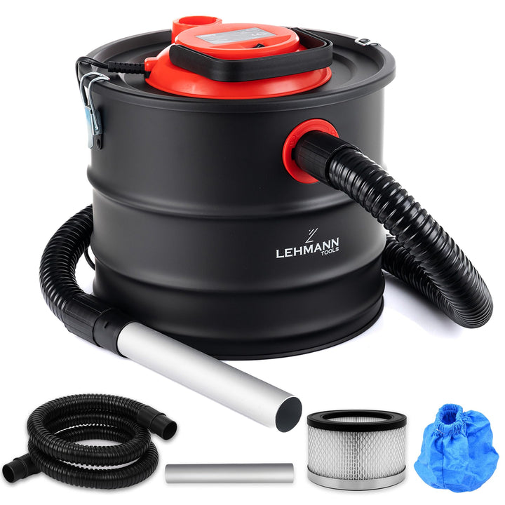 LEHMANN Aschesauger 18L - 1200W - Kaminsauger mit robustem Metalltank - HEPA-Filter im Metallgehäuse