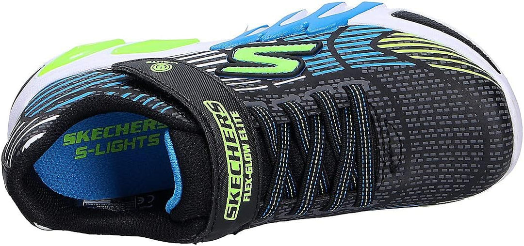 Skechers Herren Flex-Glow Elite Sneaker 21 EU Black Synthetic Trim Blue Lime Trim Whi, 21 EU Black S