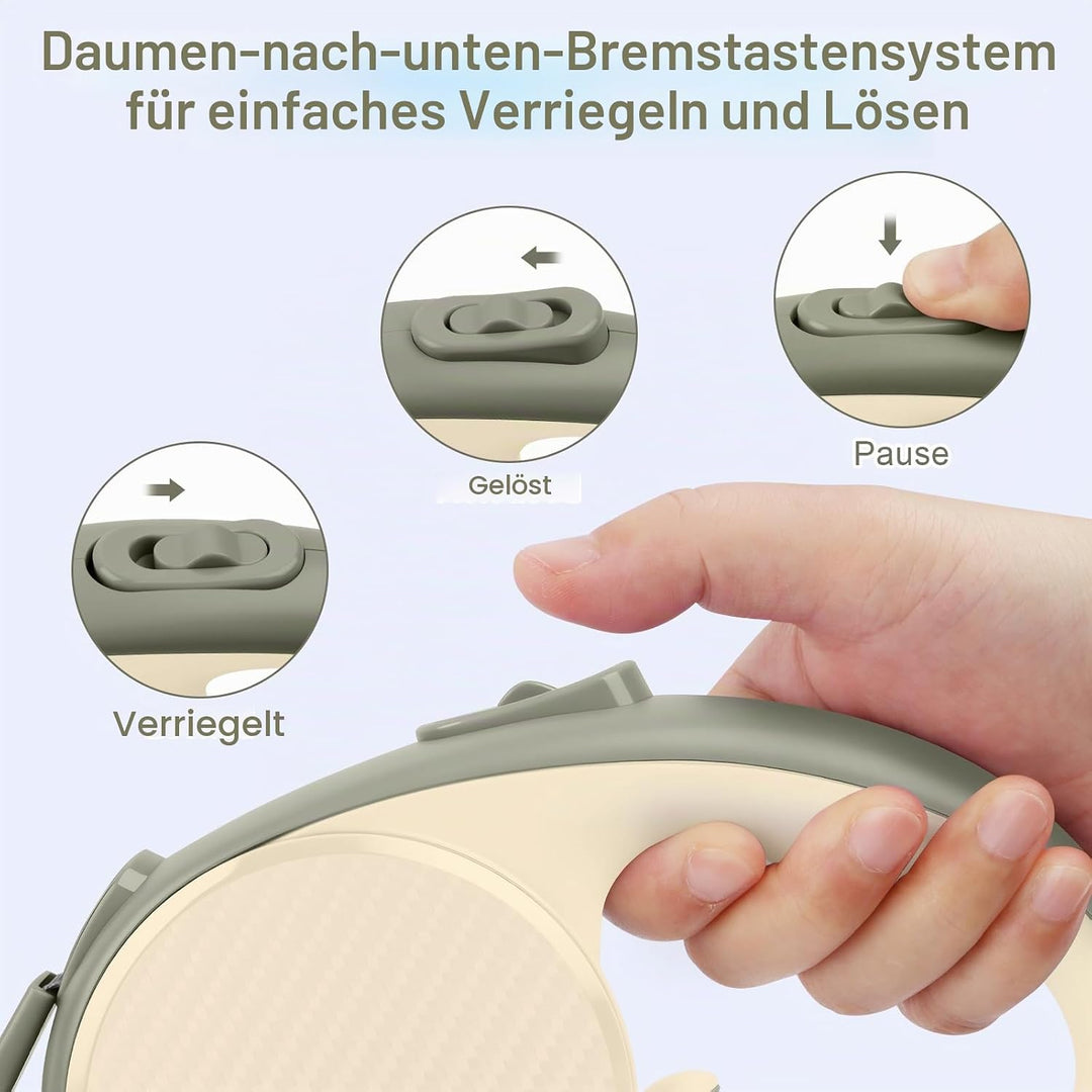 Einziehbare Hundeleine, 5 m, mit rutschfestem, ergonomischem Griff für kleine und mittelgrosse Hunde