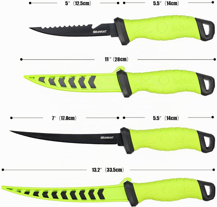 Seaknight Angelmesser 5" 7" 9" Rasiermesser scharfe Edelstahlklinge Filetmesser Rutschfester Gummigr