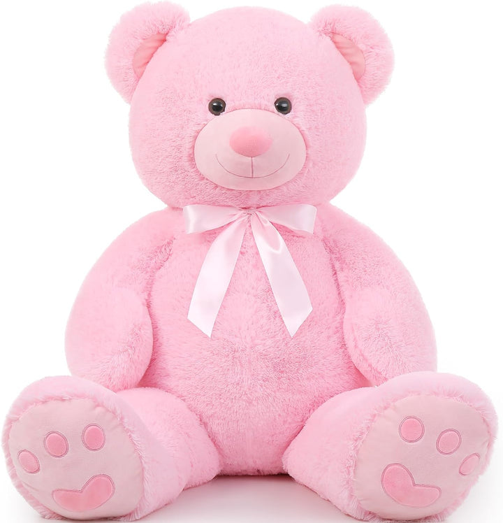 MorisMos Rosa Teddybär gross, 1.2m Riesen Teddy Kuscheltier XXL, Flauschiger Teddy Bär Stofftier Plü