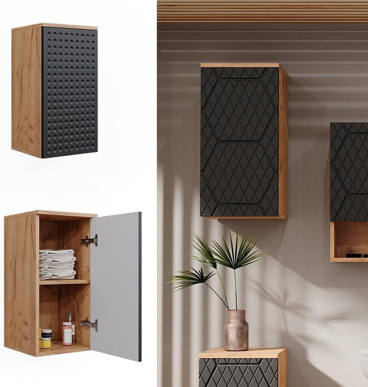 Vicco Badschrank Anthrazit gepunktet Irma 30x59x24 cm - hängender Badezimmerschrank, Praktisch für K