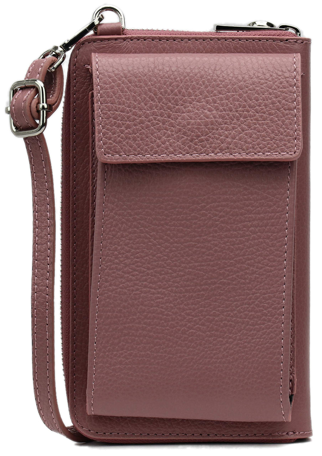 SH Leder Damen Handytasche Umhängetasche Geldbörse Multifunktion Beutel aus Echtleder Verstellbar Sc