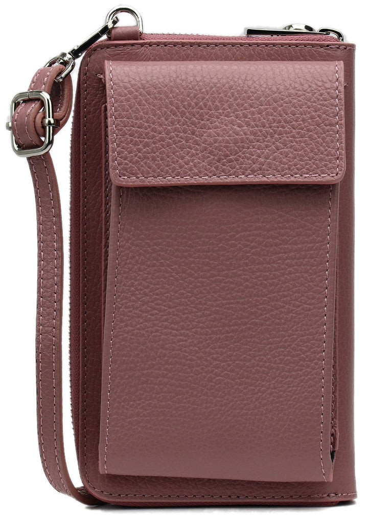 SH Leder Damen Handytasche Umhängetasche Geldbörse Multifunktion Beutel aus Echtleder Verstellbar Sc