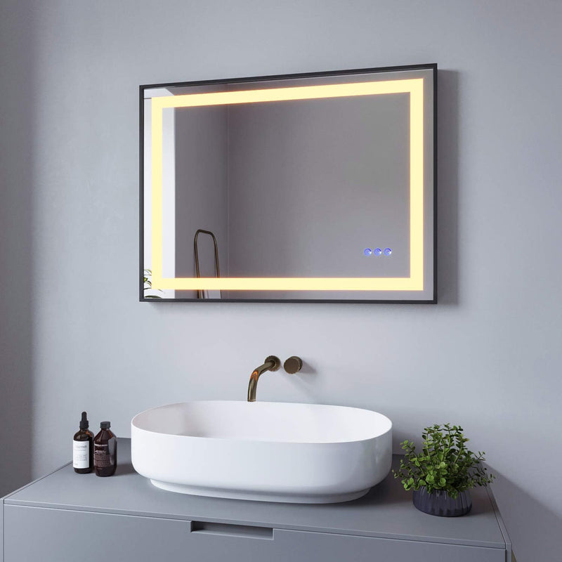 AQUABATOS® SAUTENS-Serie 80x60 cm LED Badspiegel Badezimmerspiegel mit Beleuchtung Dimmbare Touch Ka