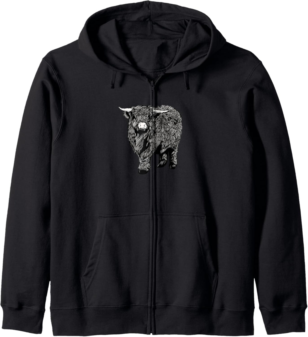 Zeichnung eines Galloway Rind - Highland Cattle Kapuzenjacke