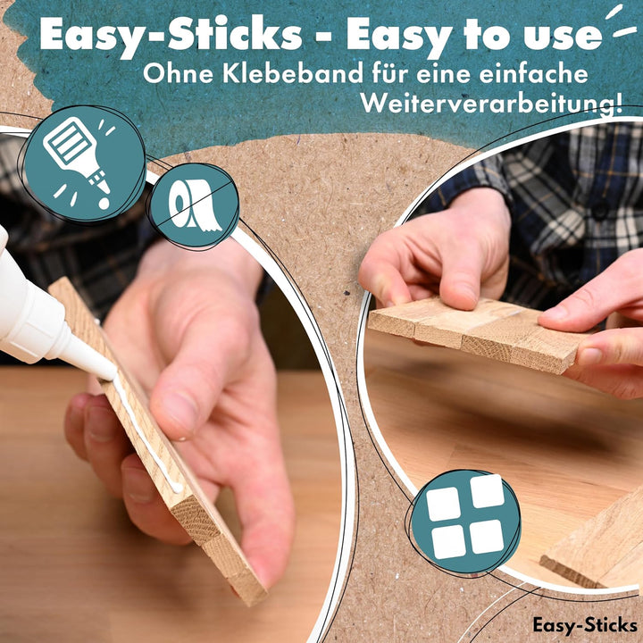 Bastelholz Eiche Easy-Sticks 3.0 16 cm Eiche – 160 Stück – OHNE Klebeband – Hölzchen für DIY Projekt