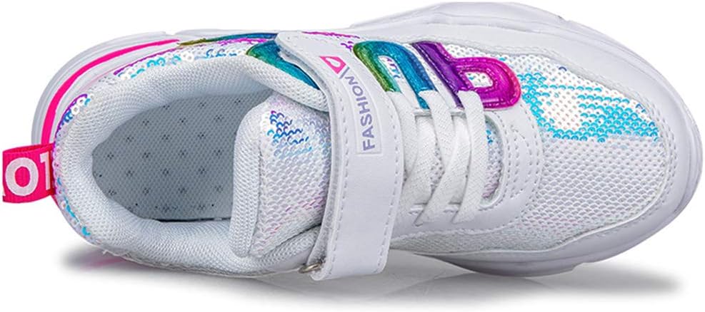 Mädchen Turnschuhe Sparkle Scales Sneaker Kinderschuhe mit Klettverschluss(28-38 EU) 26 EU Weiss, 26