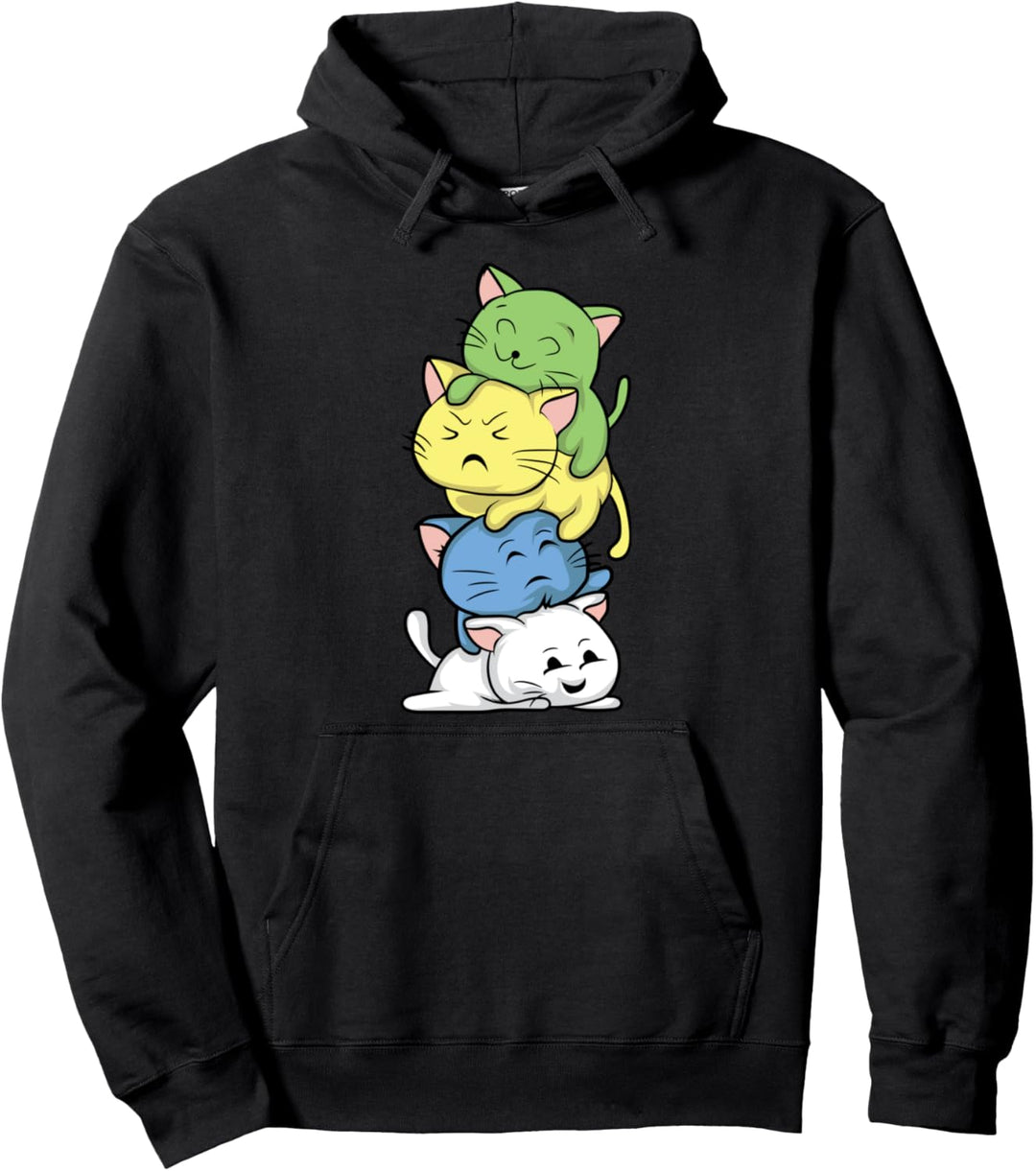 Kawaii Katzen Haufen Turm im Anime Style Japan Fans Pullover Hoodie