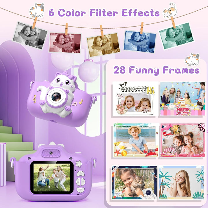 Kinderkamera, Gofunly Kinder Kamera 1080P 2,0-Zoll-Bildschirm Selfie Digitalkamera mit 32GB-Karte fü