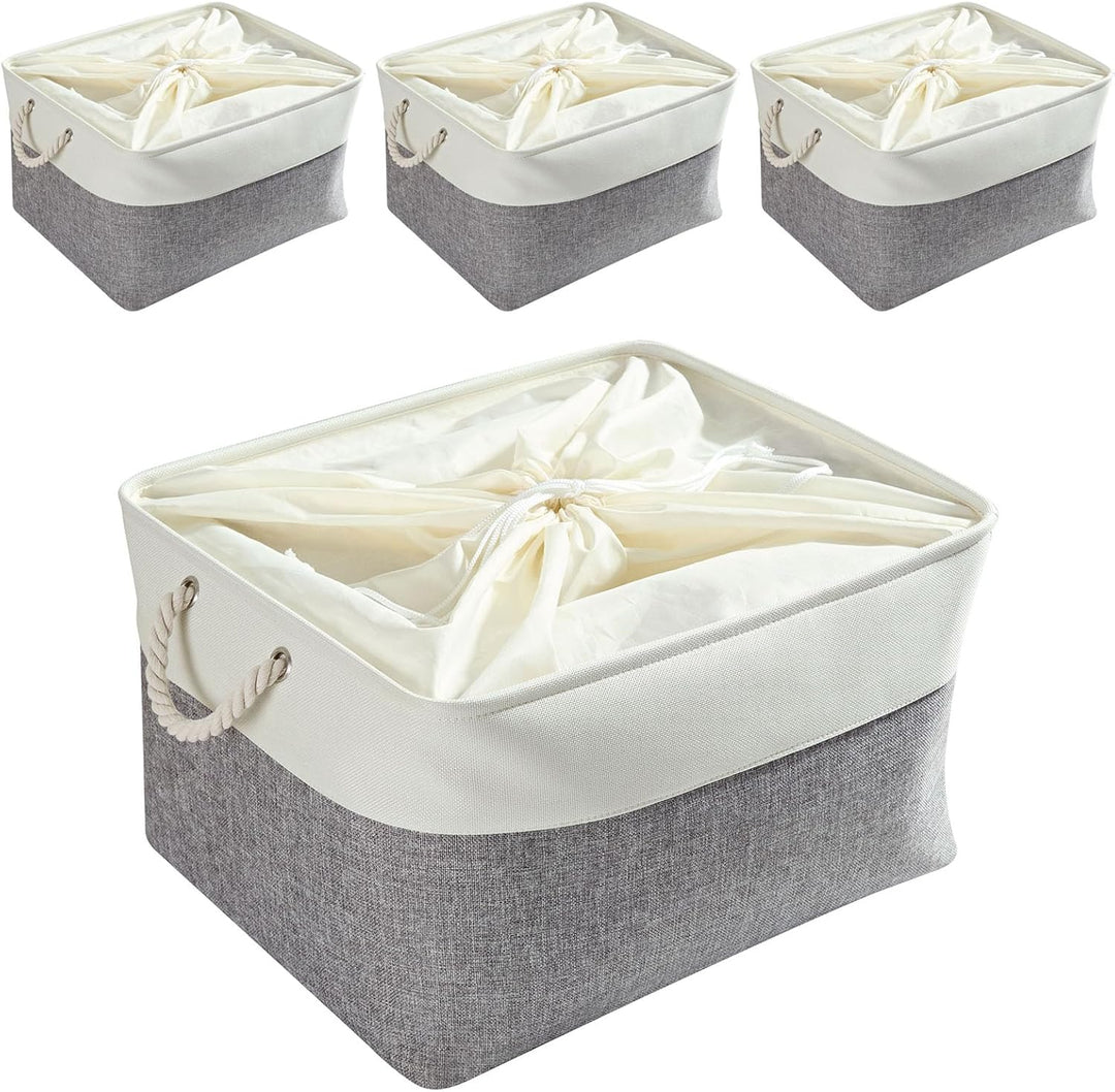 Mangata aufbewahrungskorb Stoff 4er Set, aufbewahrungsbox gross Schrank, Korb aufbewahrung Stoff mit
