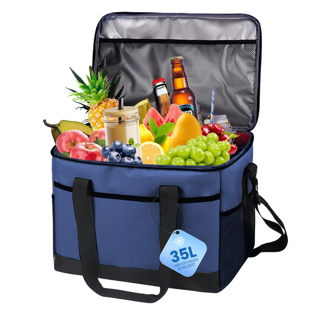 35L Gross Outdoor Kühltasche Faltbar, 60 Can Kühltasche Thermotasche Isoliertasche für Getränke &amp; Ge
