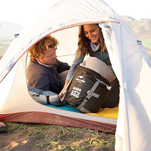 Naturehike Schlafsack mit Kapuze, 3-Jahreszeiten-Schlafsack, Leicht, Tragbar und Spleissbar, Gefüllt