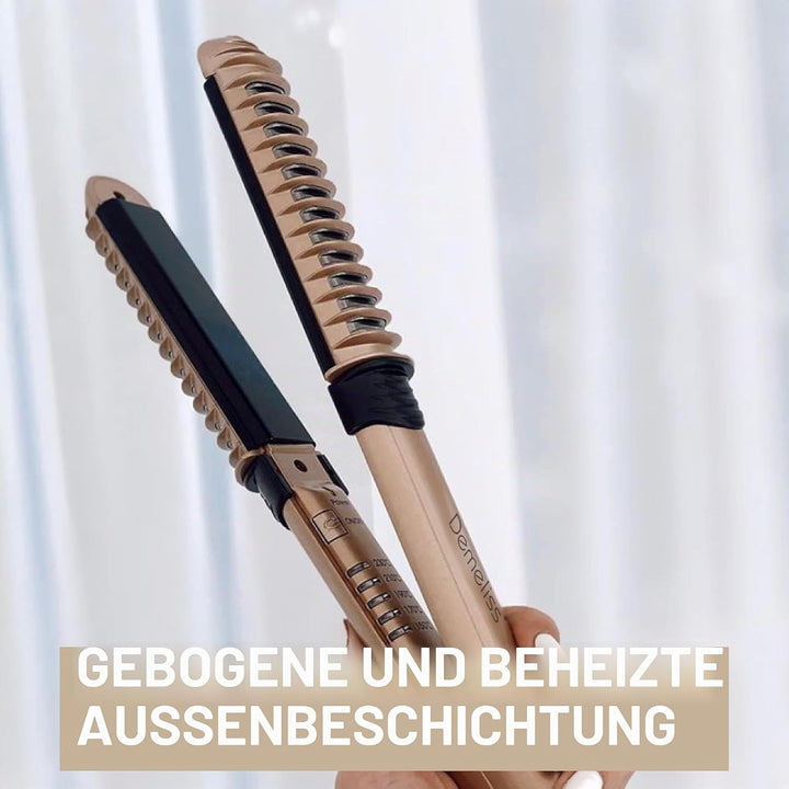 Demeliss - Saint Algue - XCURLER, 2 in 1 Curl -Glättchen, 24 mm gebogene Platten, Keramikbeschichtun