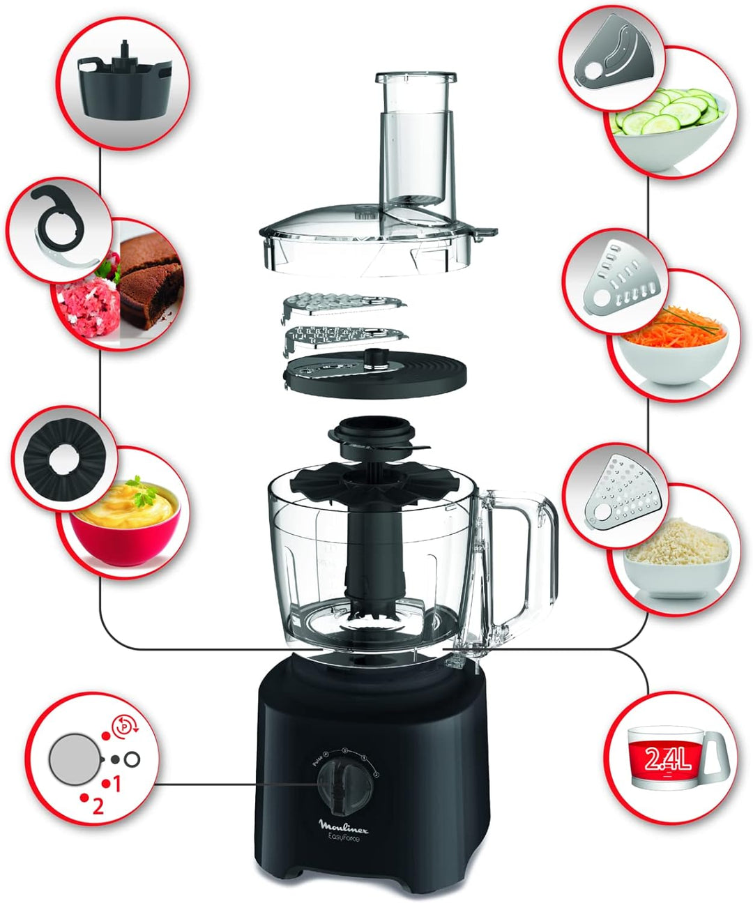 Moulinex Küchenmaschine Easy Force 700 W, einfach zu bedienen, Küchenmaschine mit mehr als 20 Funkti