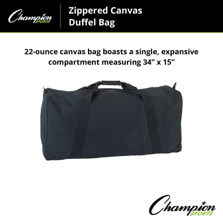 Champion Sports Übergrosse Segeltuch-Reisetasche, 625 ml, mit Griffen Schwarz, Schwarz