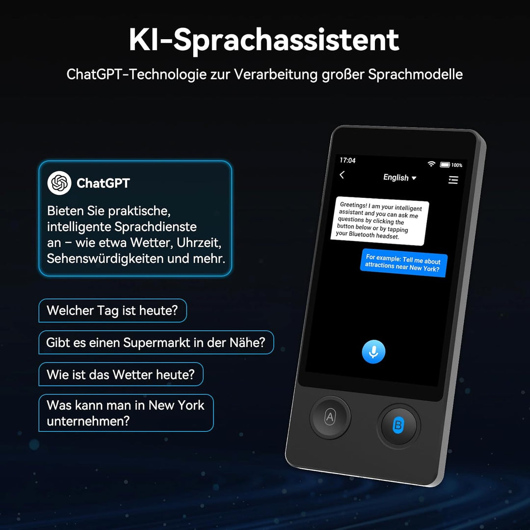 Wooask W12 Sprachübersetzer Gerät, 2026 Neu Zwei-Wege-Smart-Sprach Übersetzer Echtzeit, 140 Sprachen