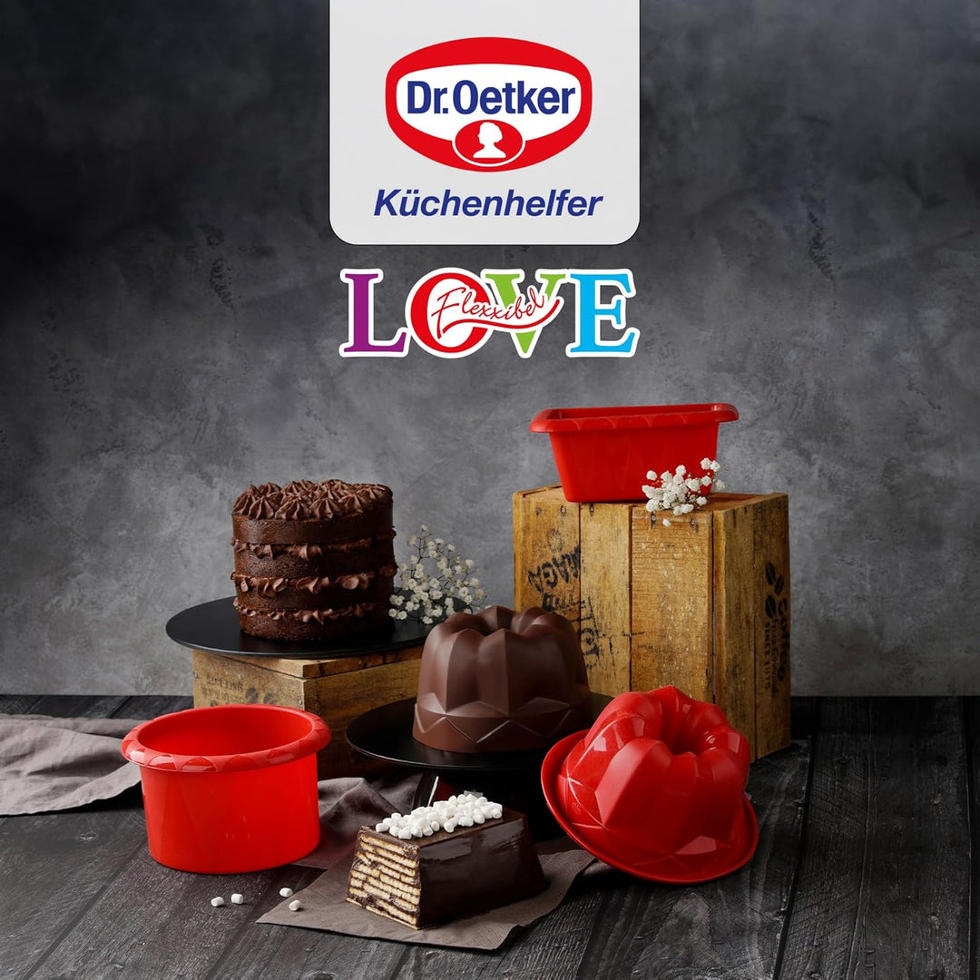 Dr. Oetker Mini-Kastenform 18 cm Flexxibel Love, Königskuchenform aus Silikon, Brotbackform für eind