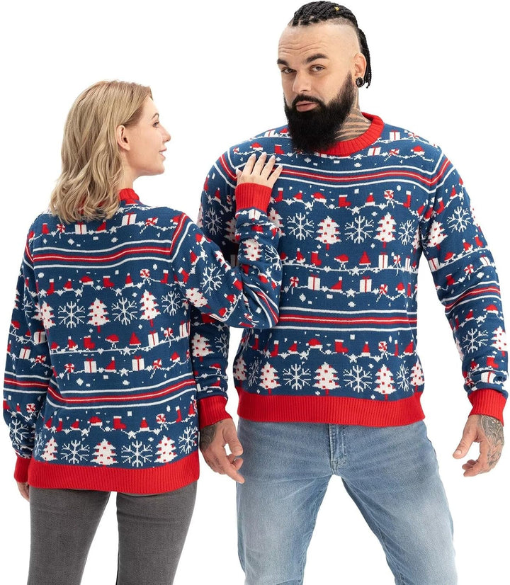 U LOOK UGLY TODAY Hässlicher Weihnachtspullover Herren Unisex Lustig Ugly Christmas Sweater Chunky G