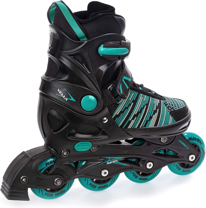 Raven Vella Black/Mint 2in1 Verstellbare Schlittschuhe und Inline Skates - Inliner für Kinder und Er