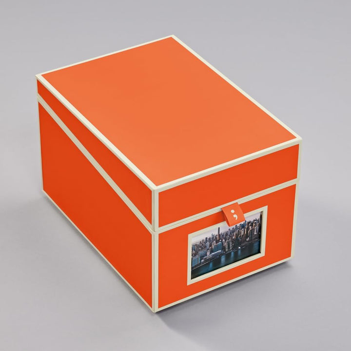 Semikolon 352559 CD- und Fotobox – 17,7 x 15,7 x 25,6 cm – für 10 x 15 cm Fotos – Cover orange orang