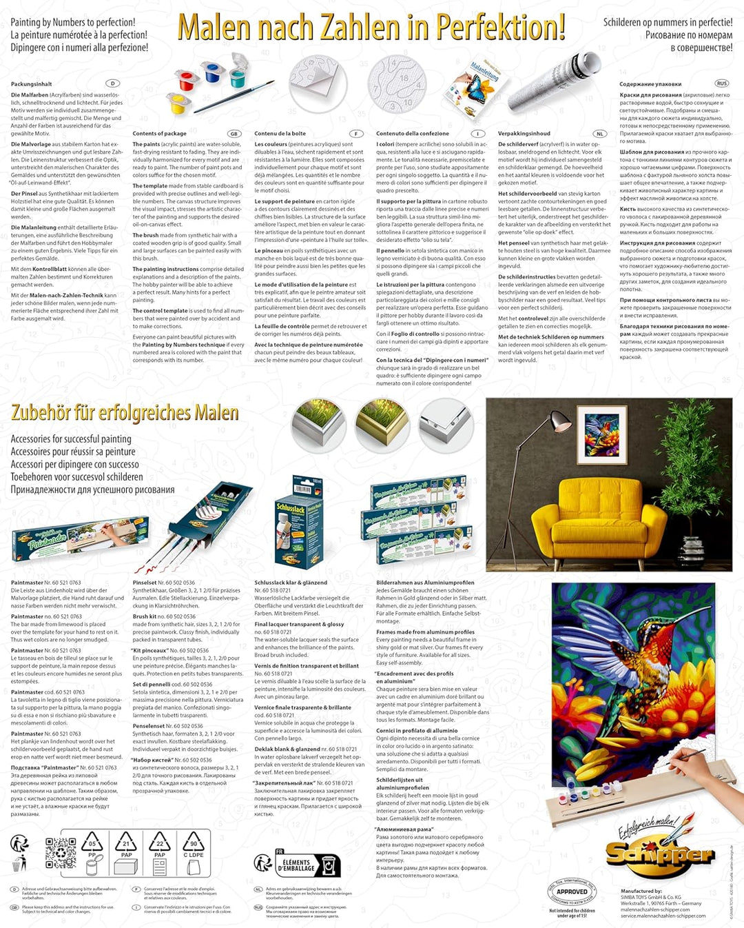 Schipper 609130921 Malen nach Zahlen – Kolibri - Bilder malen für Erwachsene, inklusive Pinsel und A