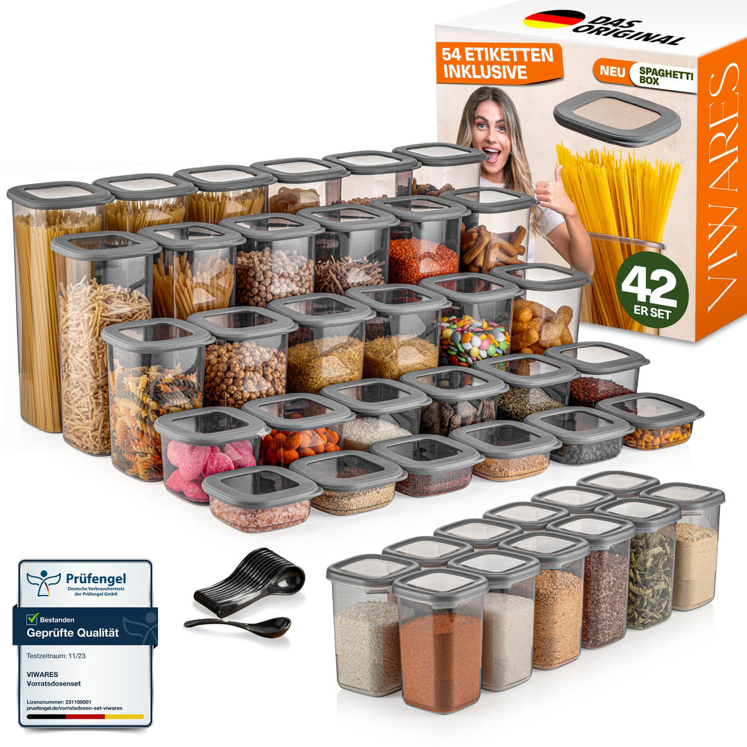 Vorratsdosen mit Deckel Luftdicht, 42er Vorratsbehälter Set BPA-Frei, Vorratsdose zur Müsli Mehl Auf