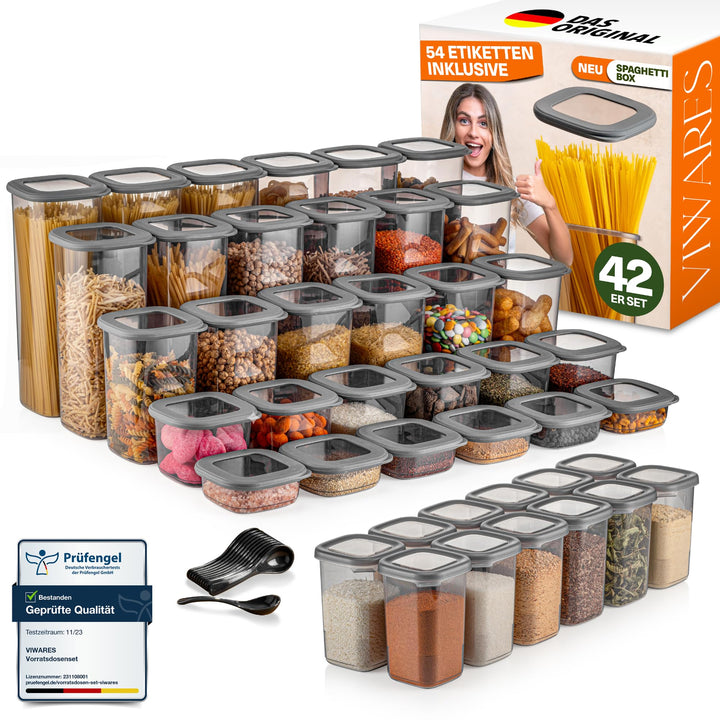 Vorratsdosen mit Deckel Luftdicht, 42er Vorratsbehälter Set BPA-Frei, Vorratsdose zur Müsli Mehl Auf