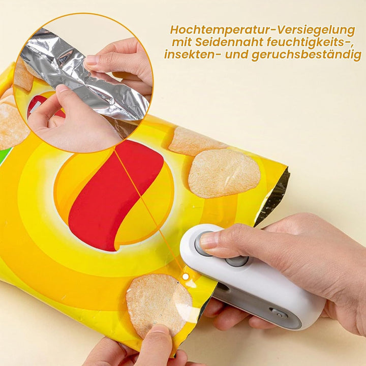 2 Stück Mini Folienschweissgerät: Wiederaufladbar 2 in 1 Snacks Beutelverschliesser, Mini Bag Sealer