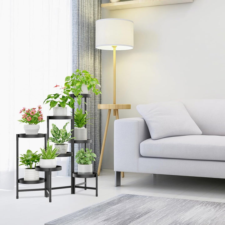 iDavosic.ly 8 Etagen Metall Pflanzenständer Blumentopfständer, Mehrstöckig Pflanzenregal Blumenregal