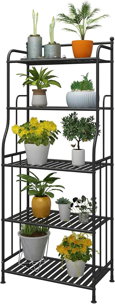 DAWNYIELD 5 Tier Metall Pflanzenständer Blumentopfhalter Rack Lagerregal Indoor Outdoor Home Organiz