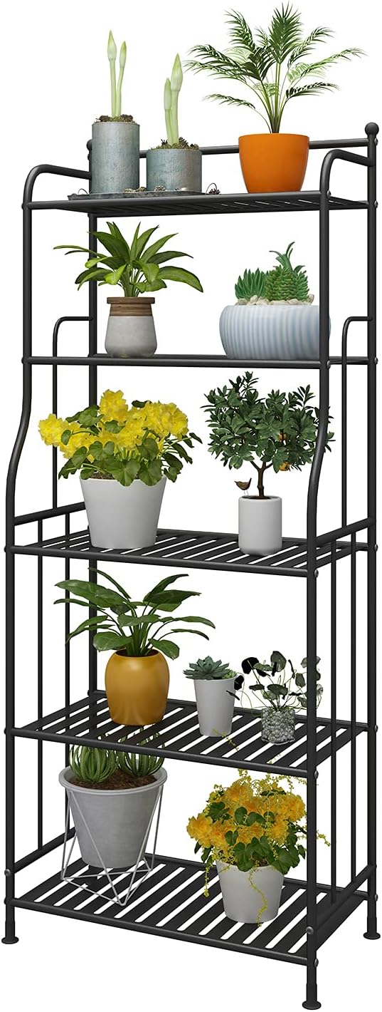 DAWNYIELD 5 Tier Metall Pflanzenständer Blumentopfhalter Rack Lagerregal Indoor Outdoor Home Organiz