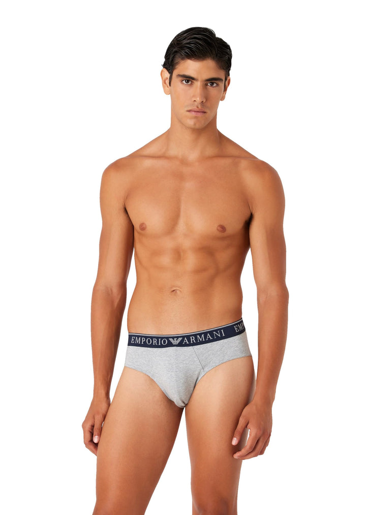 Emporio Armani Herren Emporio Armani Underwear 2-Pack Brief Endurance Briefs S Grey Mel/Marine, S Gr