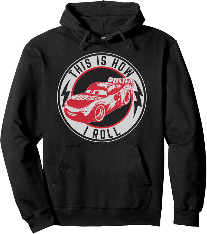Disney Pixar Cars 2 Lightning McQueen How I Roll Text Pullover Hoodie
