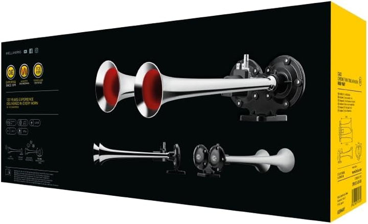 HELLA 3PB 013 410-061 Fanfare CA32-24V - 115dB(A) - 370Hz-415Hz - Hochton/Tiefton - elektrisch-pneum