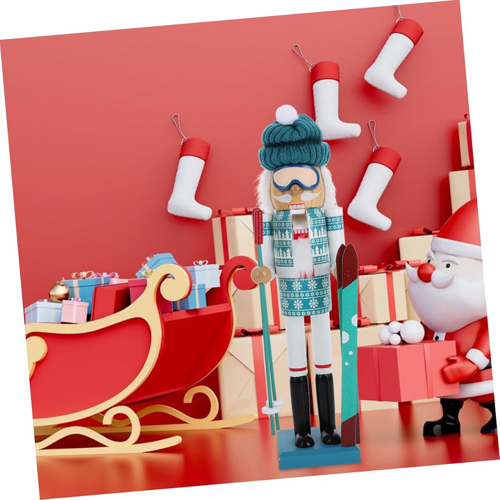 PRETYZOOM Weihnachts-Nussknacker Aus Holz Winter-Ski-Nussknacker-Figur Weihnachtsmann Nussknacker-Ma