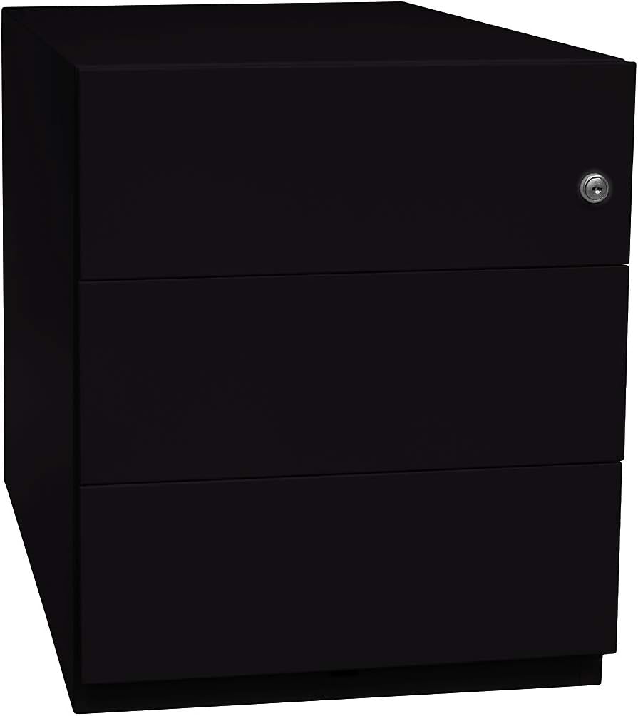 BISLEY Rollcontainer Note mit Griffleiste, 3 Universalschubladen, Metall, 355 Silber, 56.5 x 42 x 49