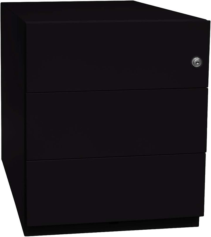 BISLEY Rollcontainer Note mit Griffleiste, 3 Universalschubladen, Metall, 355 Silber, 56.5 x 42 x 49