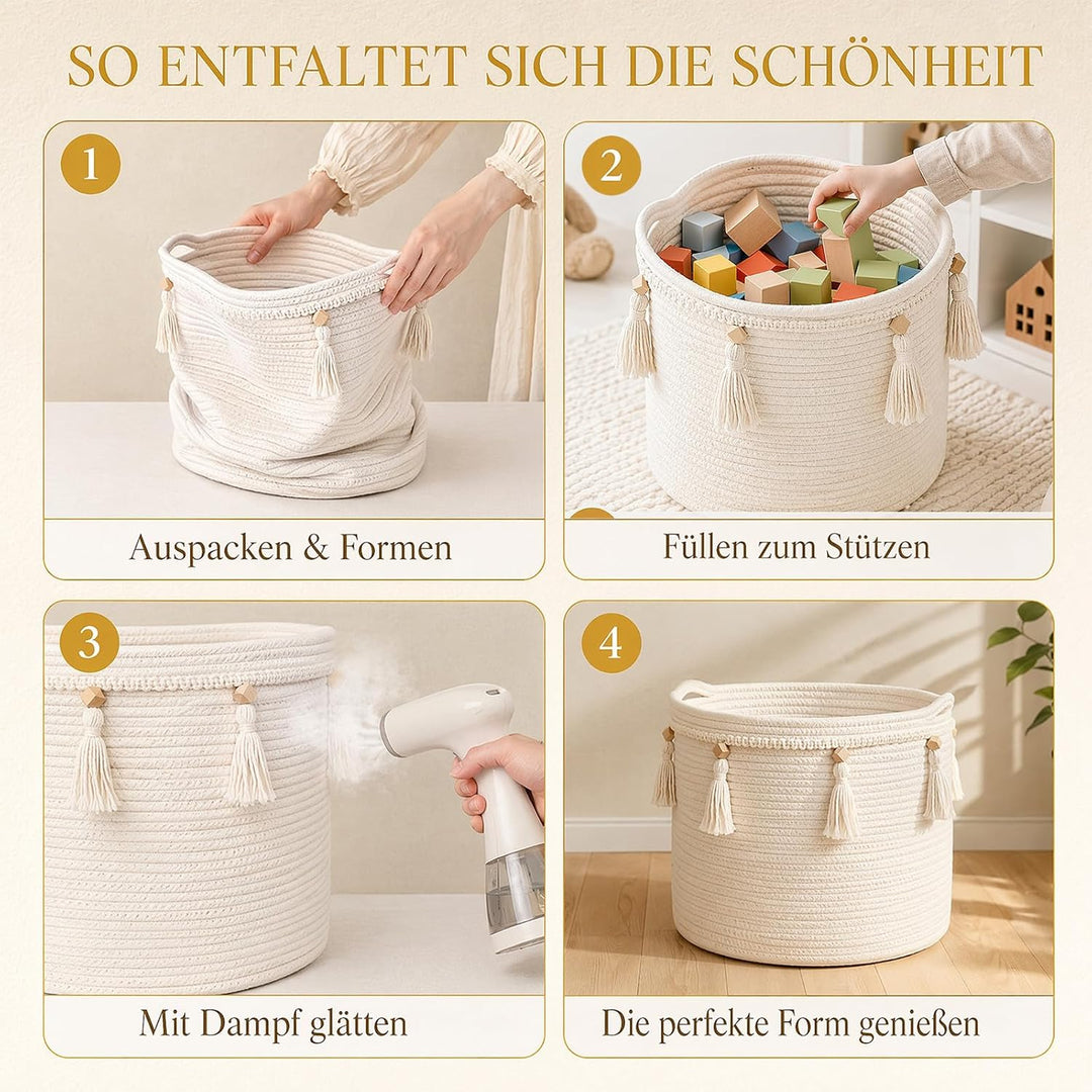 40L Aufbewahrungskorb Kinderzimmer Wickeltisch Organizer für Babys Kinder Spielzeug Korb, Bohemien Q