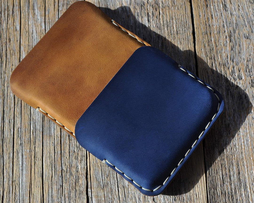 Leder Tasche für Microsoft Surface Duo 2 (für nacktes Duo 2 ohne Bumper, Blau - braun)