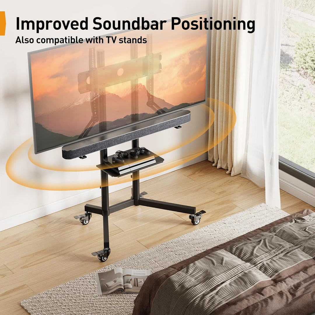 Perlegear Soundbar Halterung, Soundbar Halterung am TV für die Montage über/unter TV bis zu 6.8kg, S