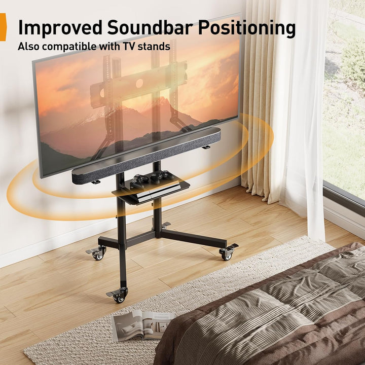 Perlegear Soundbar Halterung, Soundbar Halterung am TV für die Montage über/unter TV bis zu 6.8kg, S