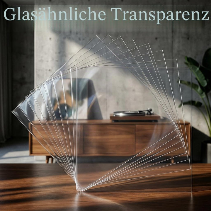 HumminGuru Schützende Vinyl-Platten-Aussenhülle 12 Zoll, Säurefrei &amp; Kristallklar, Hochdichte Polypr