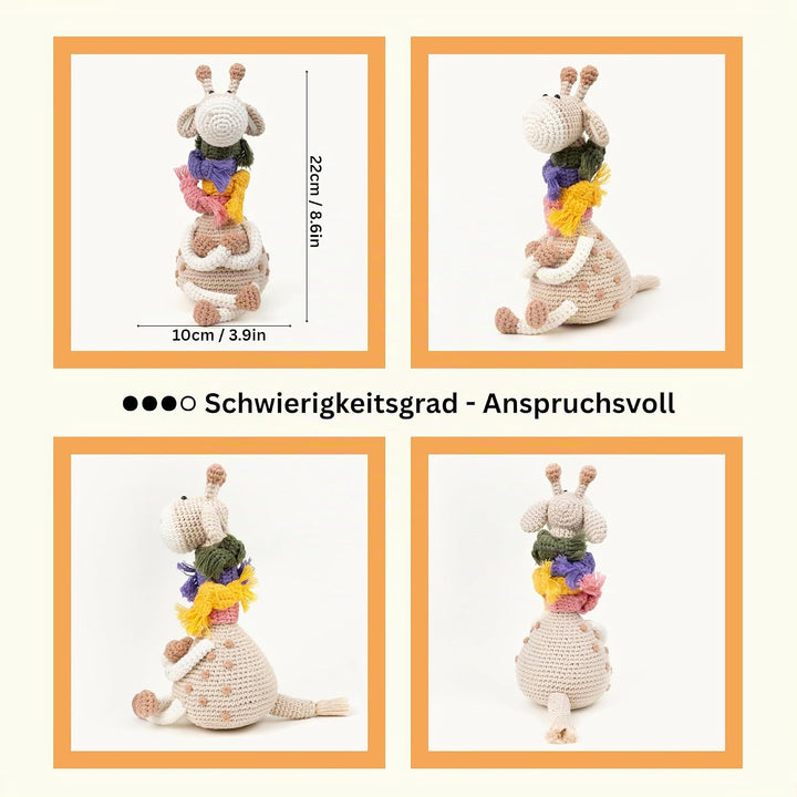 The loop story Häkelset Tiere Giraffe Crochet kit mit Video Kurs (Schritt für Schritt auf Englisch)