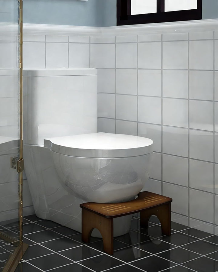 RayLove Physiologischer Toilettenhocker aus Bambus – WC-Trittbrett aus Holz – 35 Grad strapazierfähi