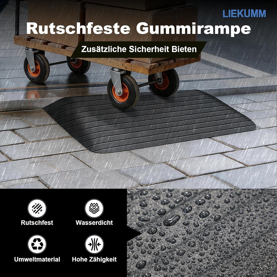 LIEKUMM 3,8 cm Höhe 1000 kg Tragfähigkeit Anti-Rutsch-Türstufenrampe, Naturkautschuk Rollstuhl Schwe