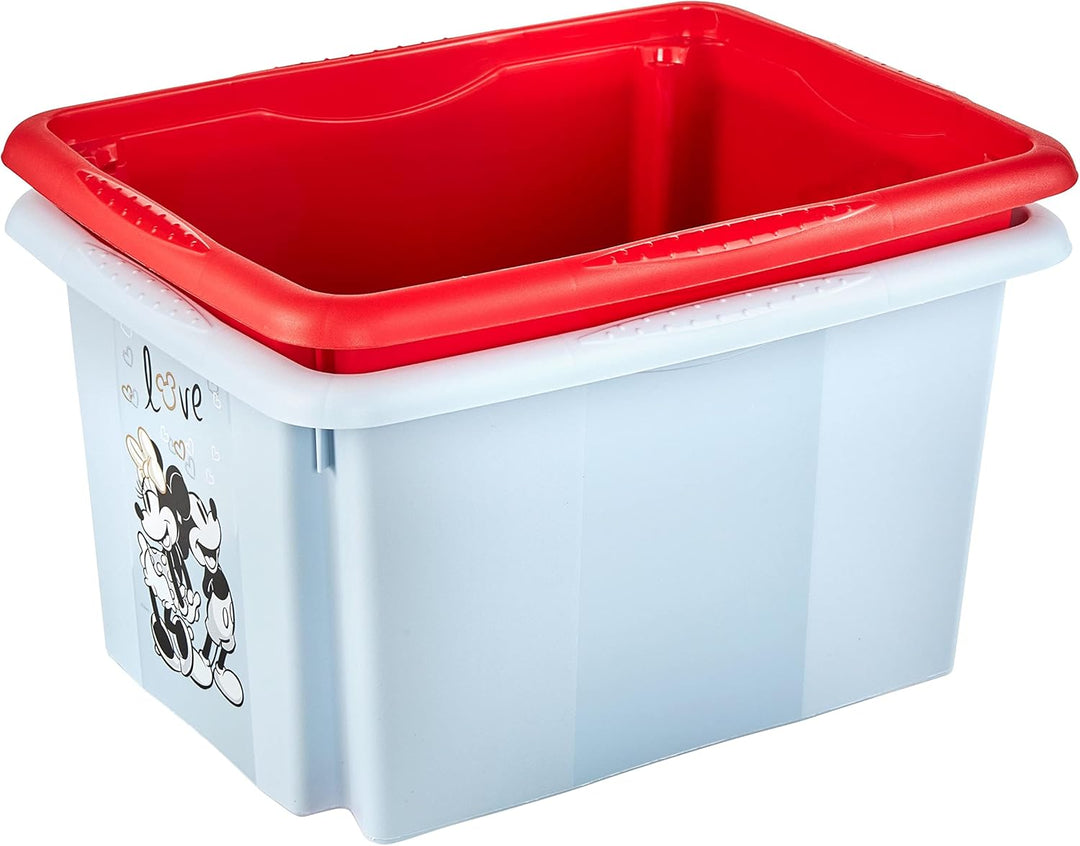 keeeper Micky Maus Aufbewahrungsbox mit Deckel, Dreh- und stapelbar, Für Kinder, 15 l, Karolina, Clo